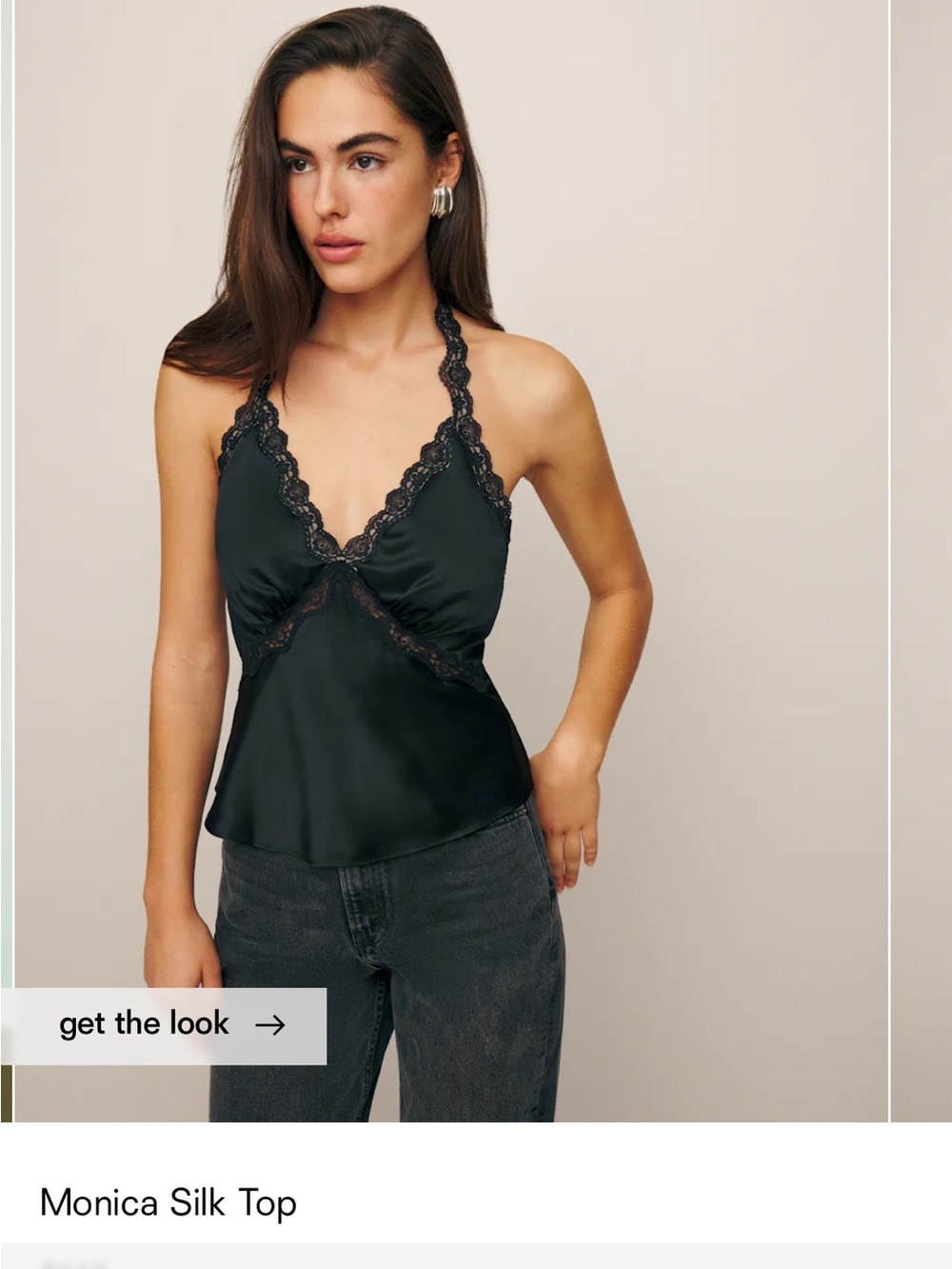 Reformation Black Slip Cami with Nude Contrast Trim